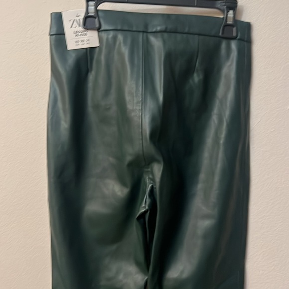 Zara dark green skinny leather pants NWT size Xs Matrix vibres - Picture 9 of 10